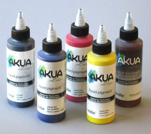 Five bottles in the Akua Liquid Pigment Woodblock and Linocut Set