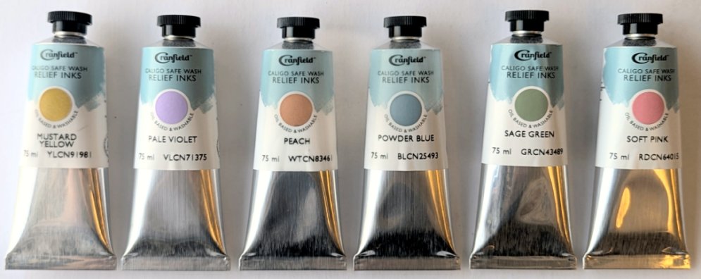 Caligo Safe Wash Relief Ink soft shades can and tubes